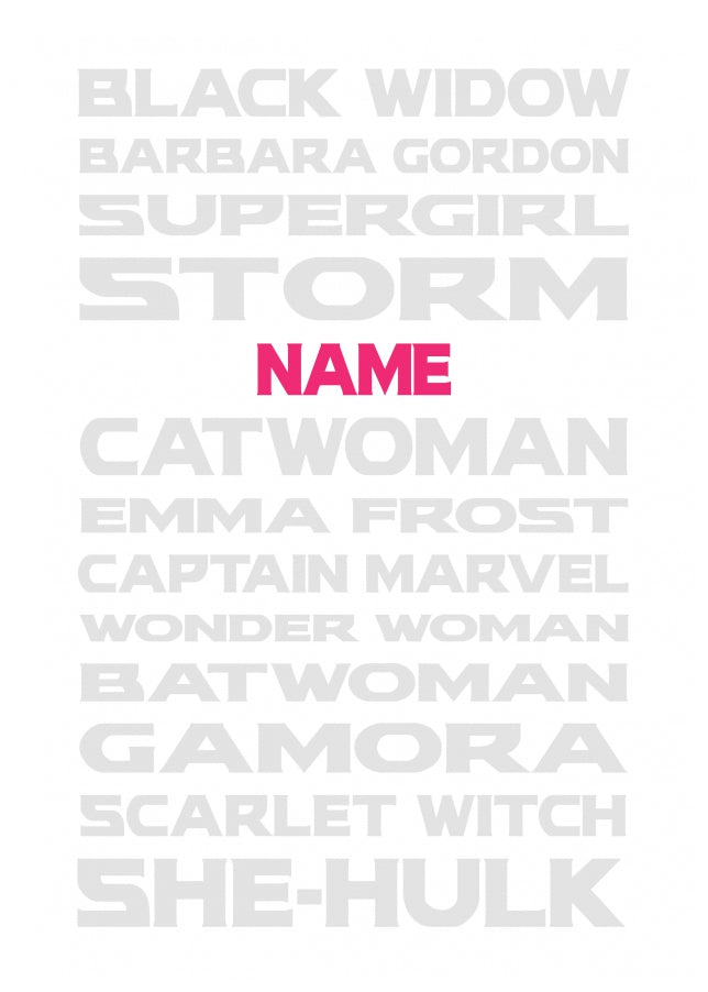 Personalised Superhero List Card (female)