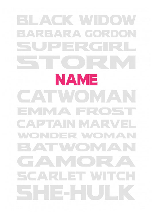 Personalised Superhero List Card (female)