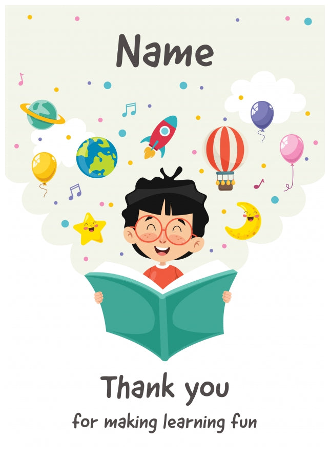 Personalised Teacher Thank You Card - Making Learning Fun