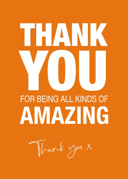 Orange Thank You Card - A Single Thank You Greetings Card