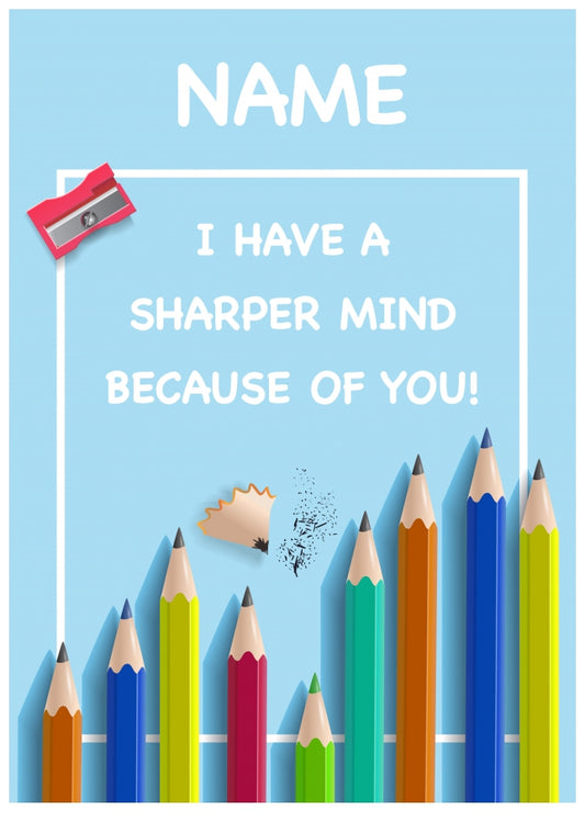 Personalised Thank You Teacher Card - Sharper Mind