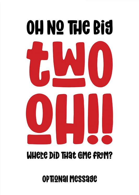 Funny 20th Birthday Card for Friends - The Big Oh!