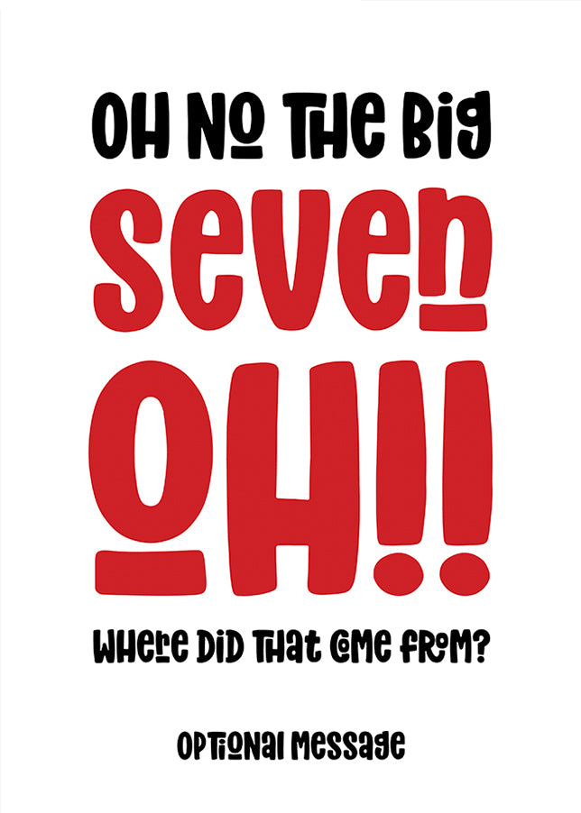 70th Birthday Card - The Big Oh! - Red