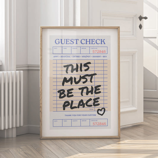 This Must Be the Place Print - Guest Check - Digital Download