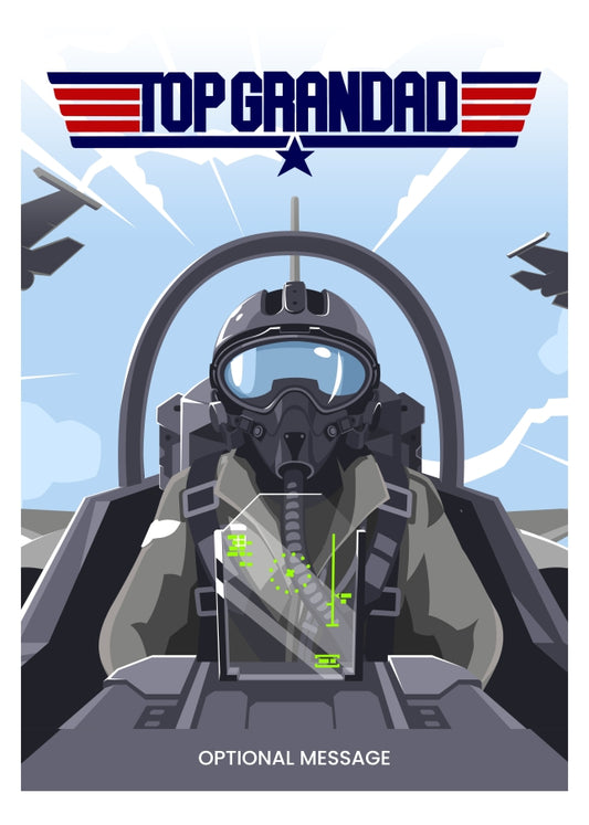 Top Grandad Card - Top Gun Style Happy Birthday Grandad Card