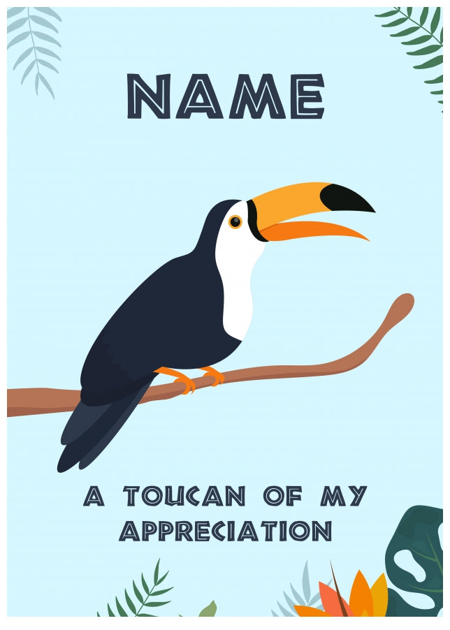 Personalised Thank You Card and Token of Appreciation - Toucan Thank You Cards