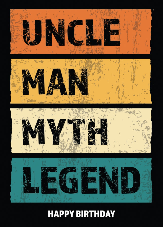 Funny Uncle Birthday Cards - Man Myth Legend - Happy Birthday From Nephew or Niece