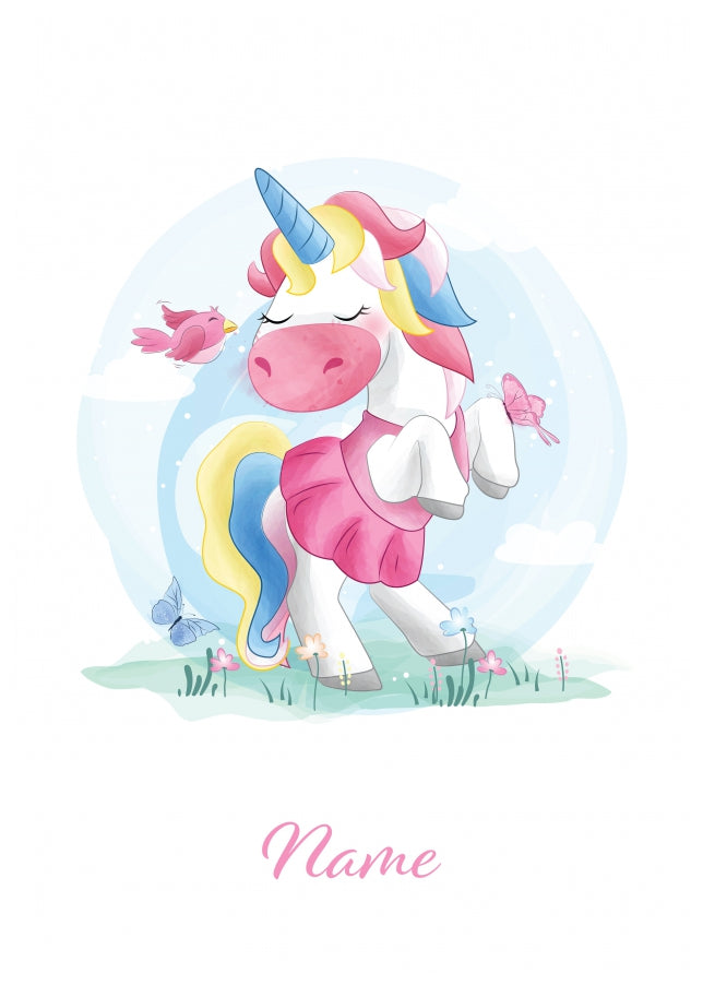 Personalised Unicorn Dancing Card