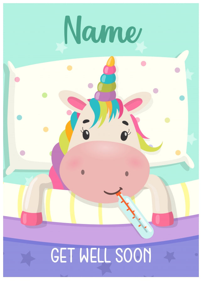 Kids Get Well Soon Card for Girls - Magical Unicorn Feeling Better for Granddaughter, Niece