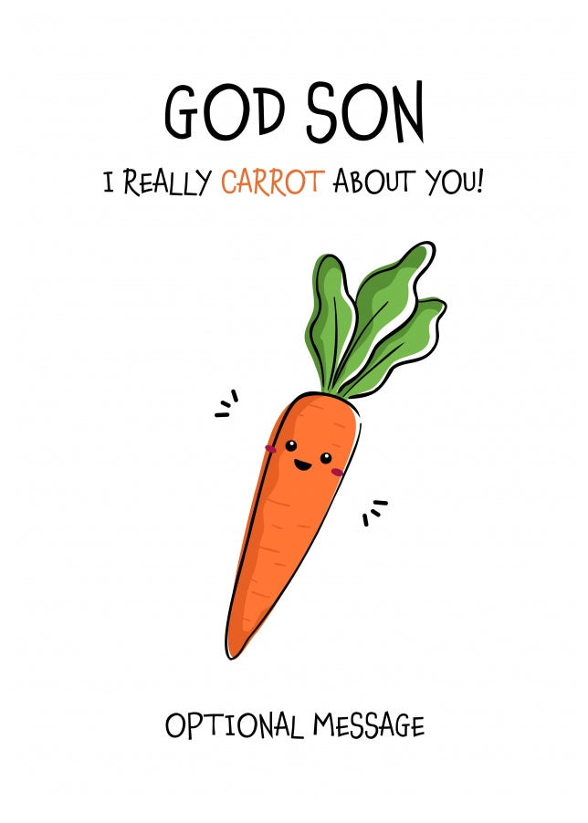 Veggie Pun Birthday Card for God Son - Carrot