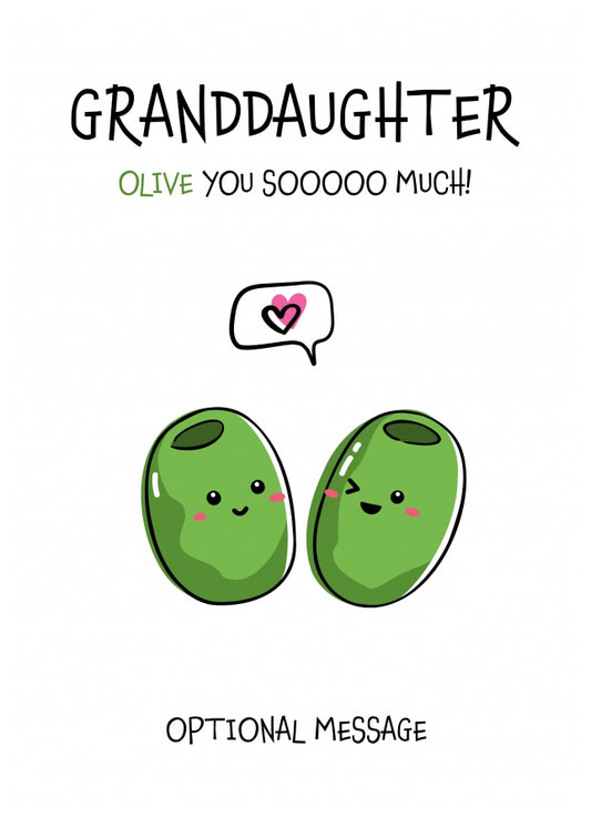 Veggie Pun Birthday Card for Granddaughter - I Love You So Much