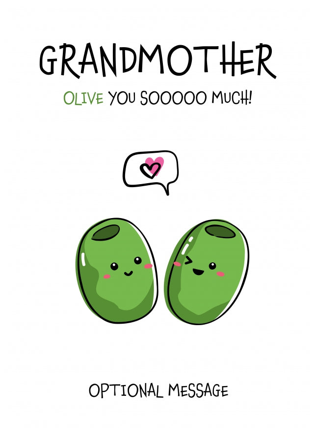 Veggie Pun Birthday Card for Grandmother - I Love You So Much