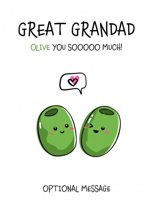 Veggie Pun Birthday Card for Great Grandad - I Love You So Much