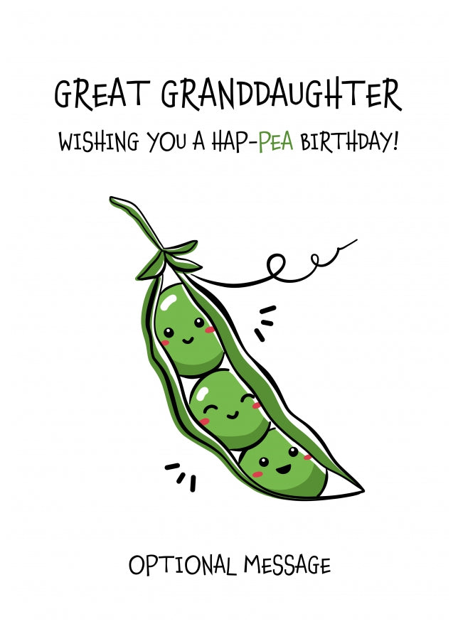 Veggy Pun Happy Birthday Card Great Granddaughter