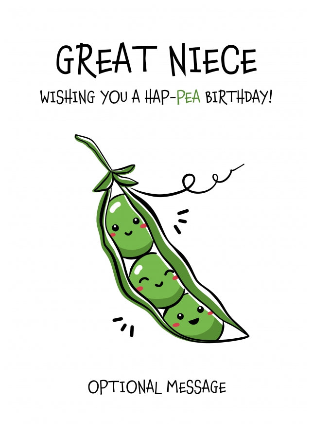 Veggy Pun Happy Birthday Card Great Niece