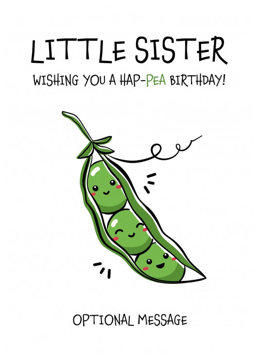 Veggy Pun Happy Birthday Card Little Sister