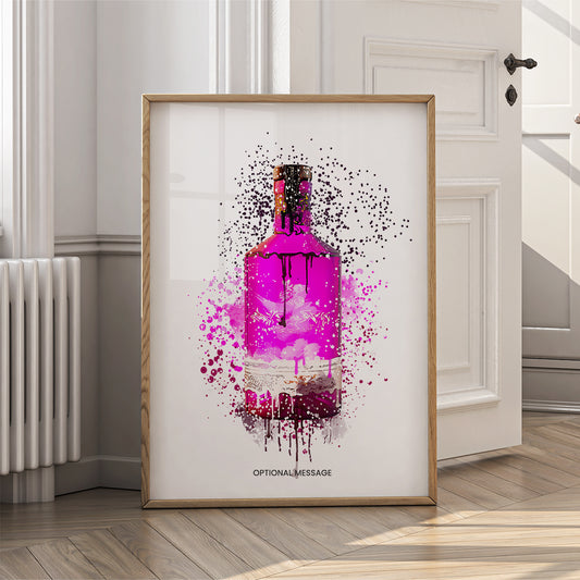Dining Room Wall Art Decor - Pink Gin Bottle Prints - {VARIATION}
