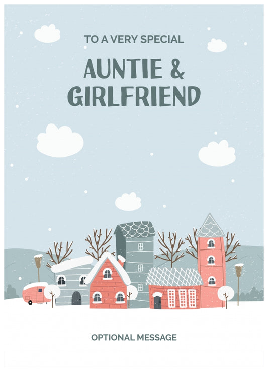 Auntie and Girlfriend Christmas Card - Winter Village