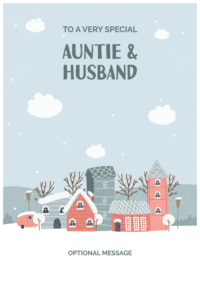 Auntie and Husband Christmas Card - Winter Village