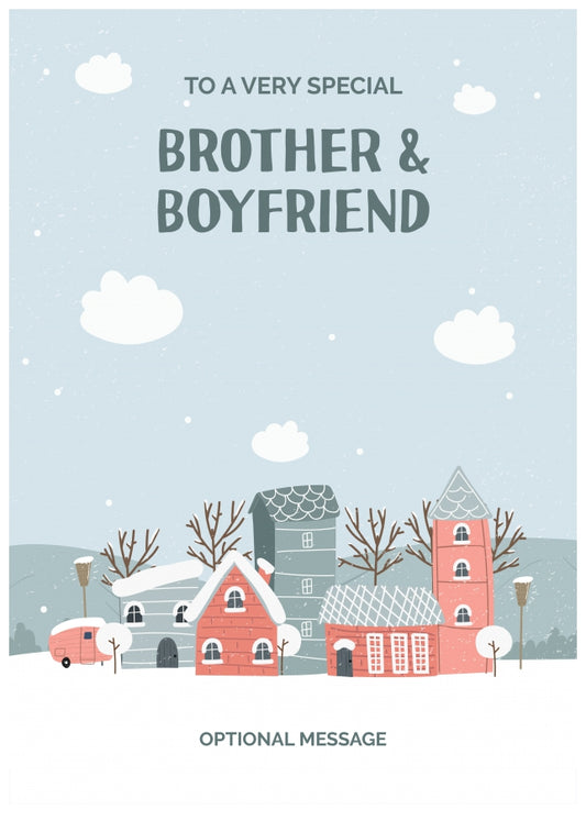 Brother and Boyfriend Christmas Card - Winter Village