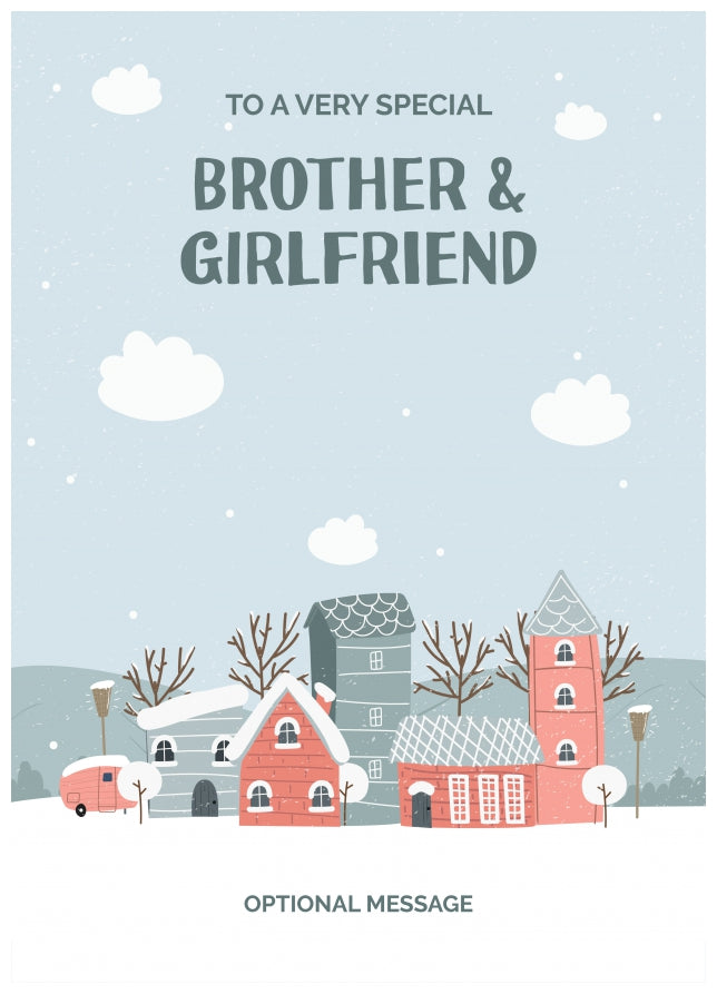 Brother and Girlfriend Christmas Card - Winter Village