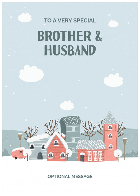 Brother and Husband Christmas Card - Winter Village