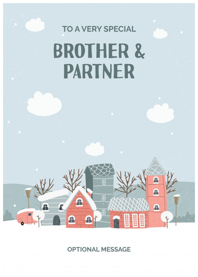 Brother and Partner Christmas Card - Winter Village