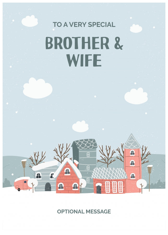 Brother and Wife Christmas Card - Winter Village