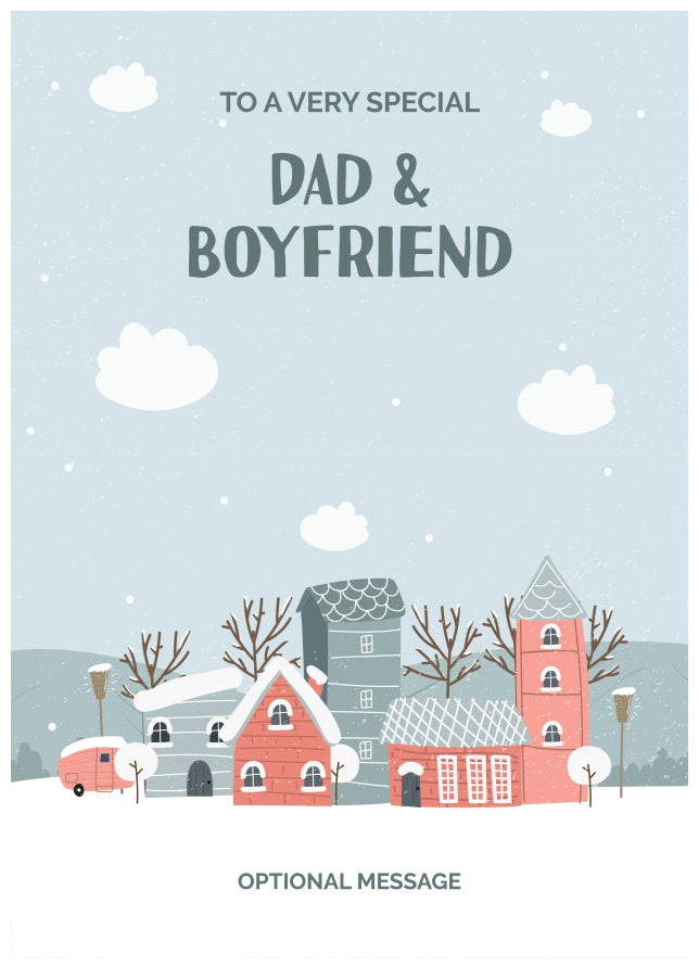 Dad and Boyfriend Christmas Card - Winter Village