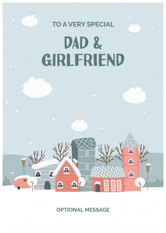 Dad and Girlfriend Christmas Card - Winter Village