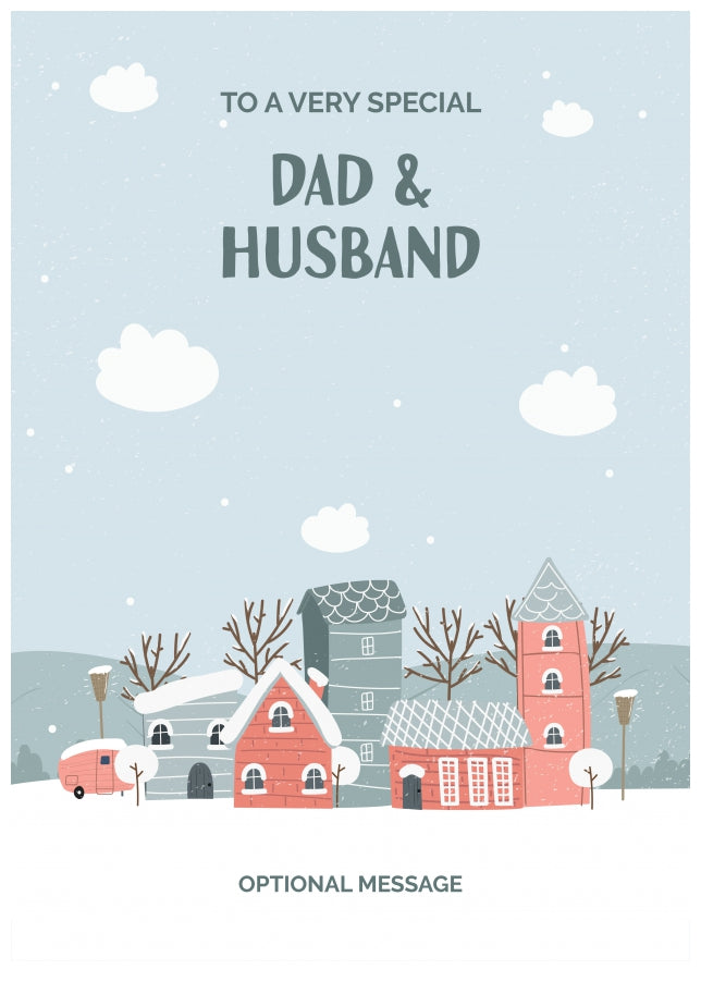 Dad and Husband Christmas Card - Winter Village