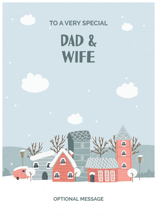 Dad and Wife Christmas Card - Winter Village