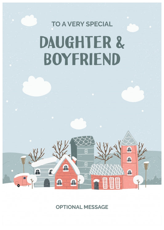 Daughter and Boyfriend Christmas Card - Winter Village