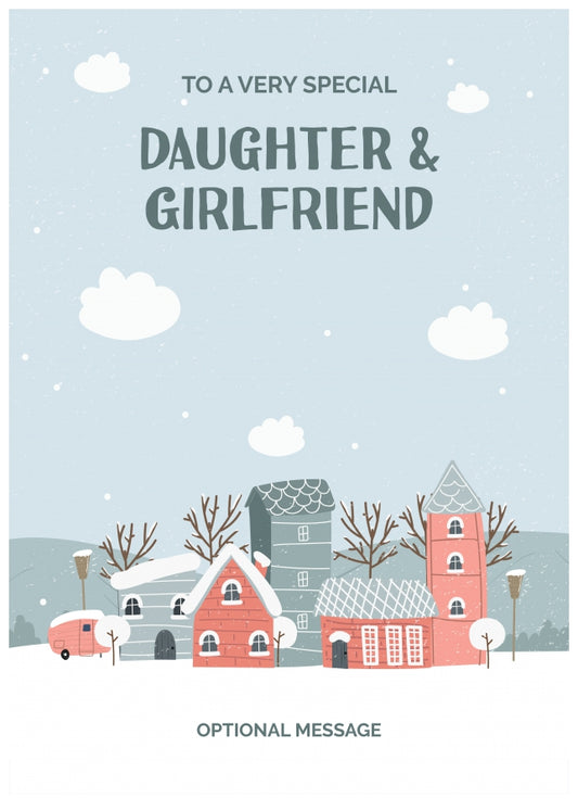 Daughter and Girlfriend Christmas Card - Winter Village