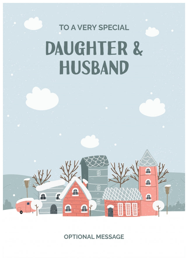 Daughter and Husband Christmas Card - Winter Village