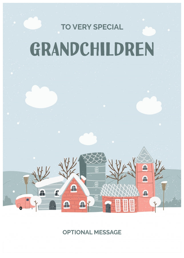 Grandchildren Christmas Card - Winter Village