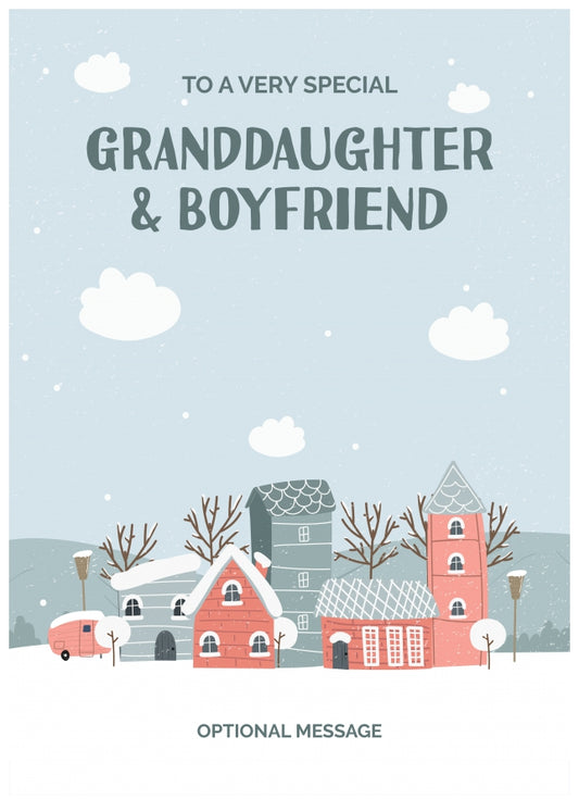 Granddaughter and Boyfriend Christmas Card - Winter Village