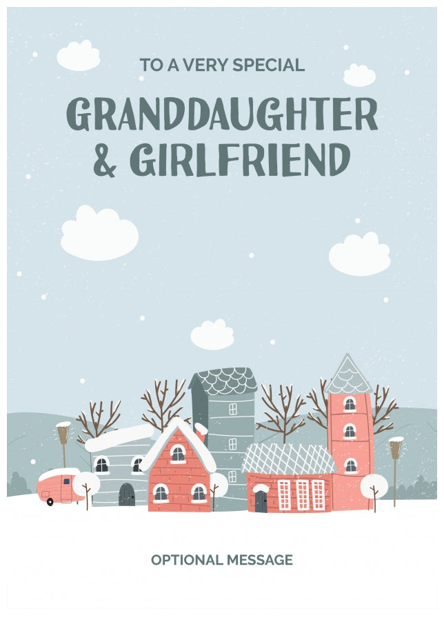 Granddaughter and Girlfriend Christmas Card - Winter Village