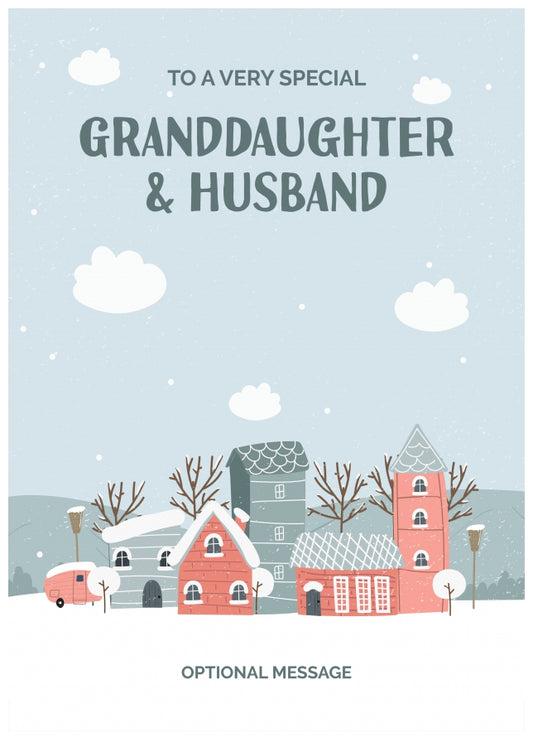 Granddaughter and Husband Christmas Card - Winter Village