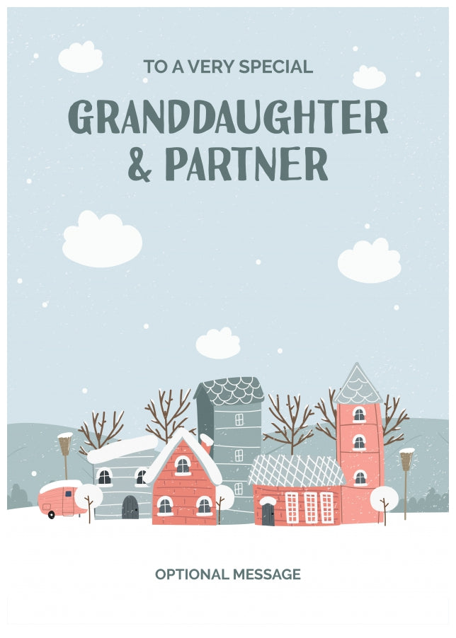 Granddaughter and Partner Christmas Card - Winter Village