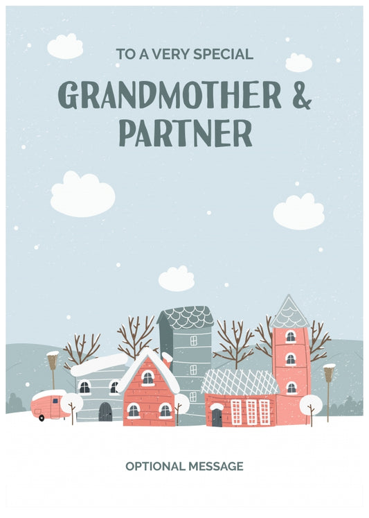 Grandmother and Partner Christmas Card - Winter Village