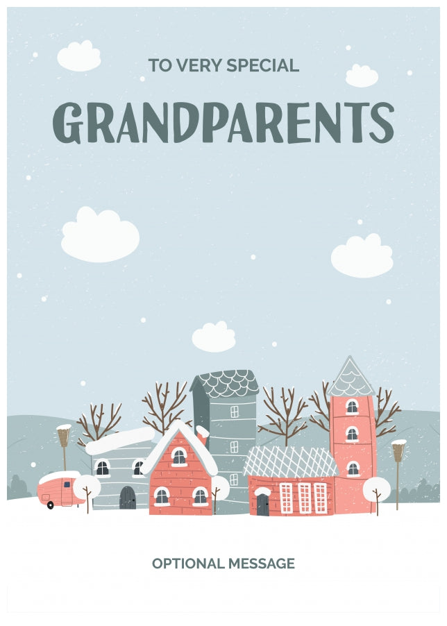 Grandparents Christmas Card - Winter Village