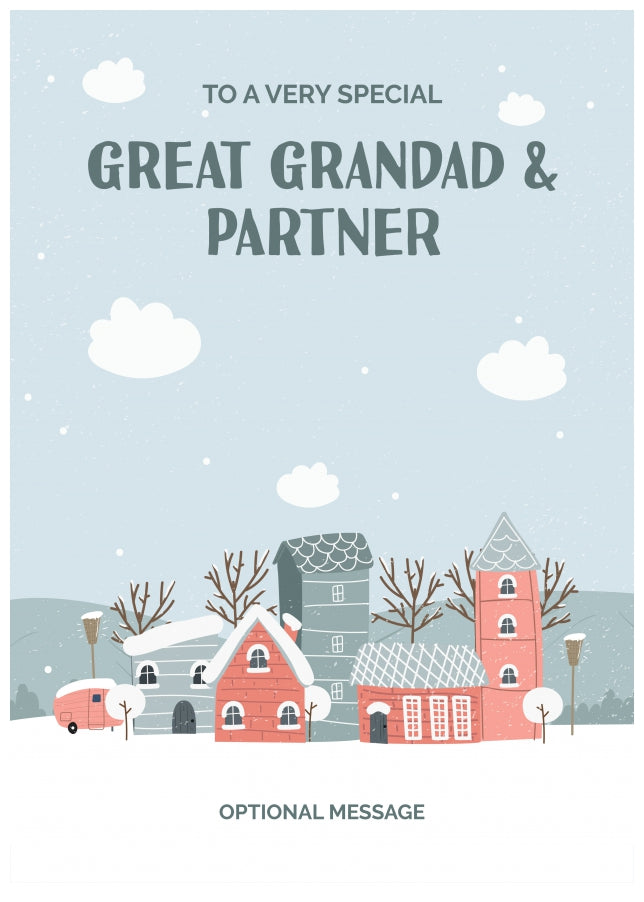 Great Grandad and Partner Christmas Card - Winter Village