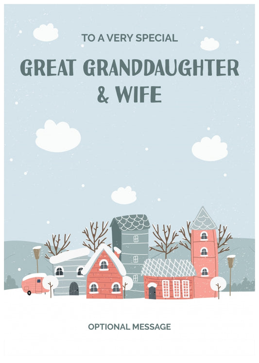 Great Granddaughter and Wife Christmas Card - Winter Village