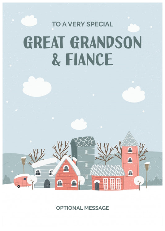 Great Grandson and Fiance Christmas Card - Winter Village