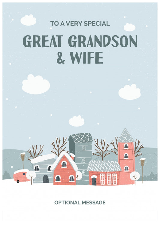 Great Grandson and Wife Christmas Card - Winter Village