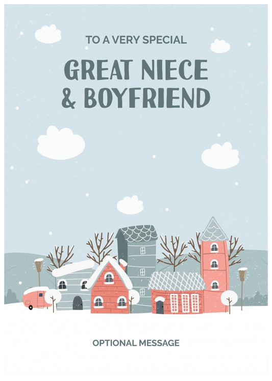 Great Niece and Boyfriend Christmas Card - Winter Village