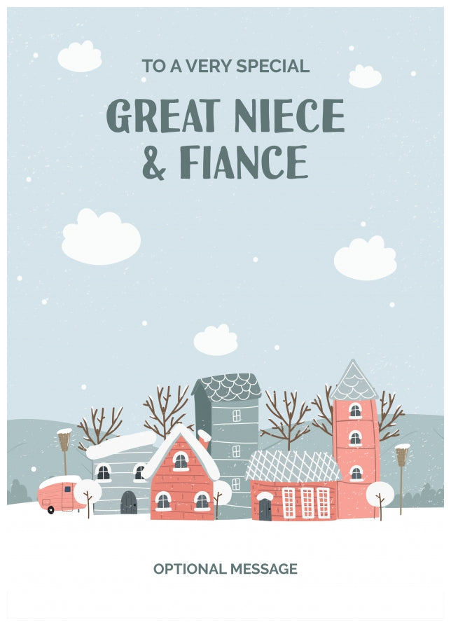 Great Niece and Fiance Christmas Card - Winter Village