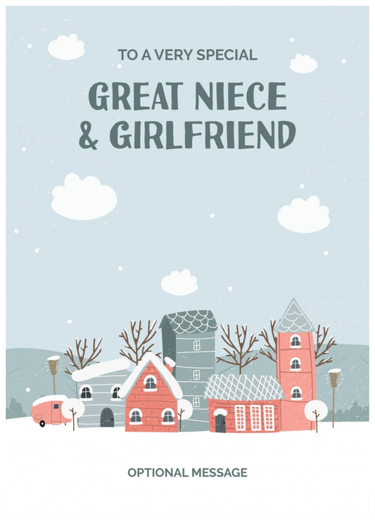 Great Niece and Girlfriend Christmas Card - Winter Village