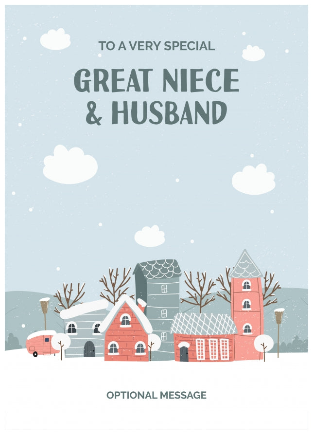 Great Niece and Husband Christmas Card - Winter Village